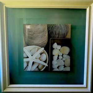 Beach 🏖 inspired Starfish & Beach Modern Glass Painting / White Frame